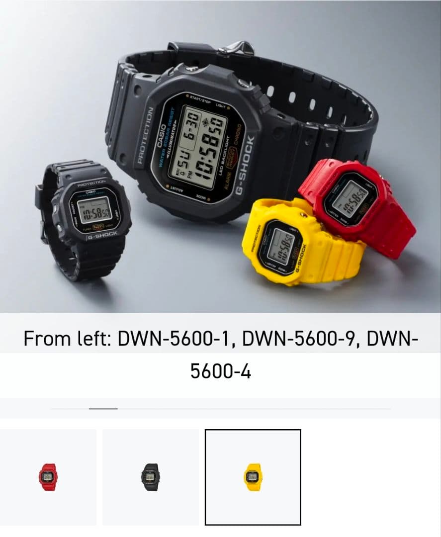 指用！G-SHOCK DWN-5600-9JR 人気のイエロー