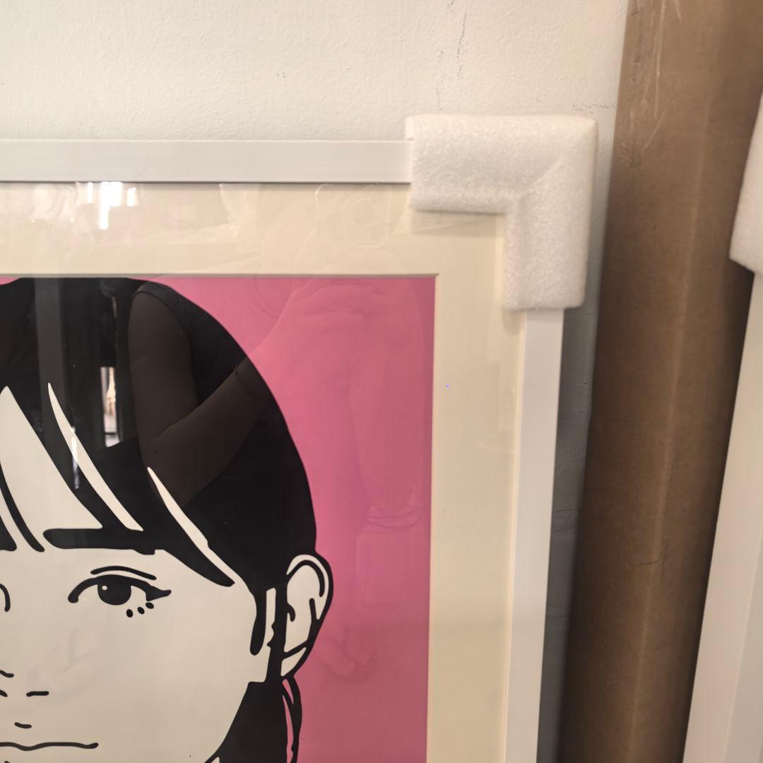 Kyne版画 村上隆 女性の顔 ピンク背景