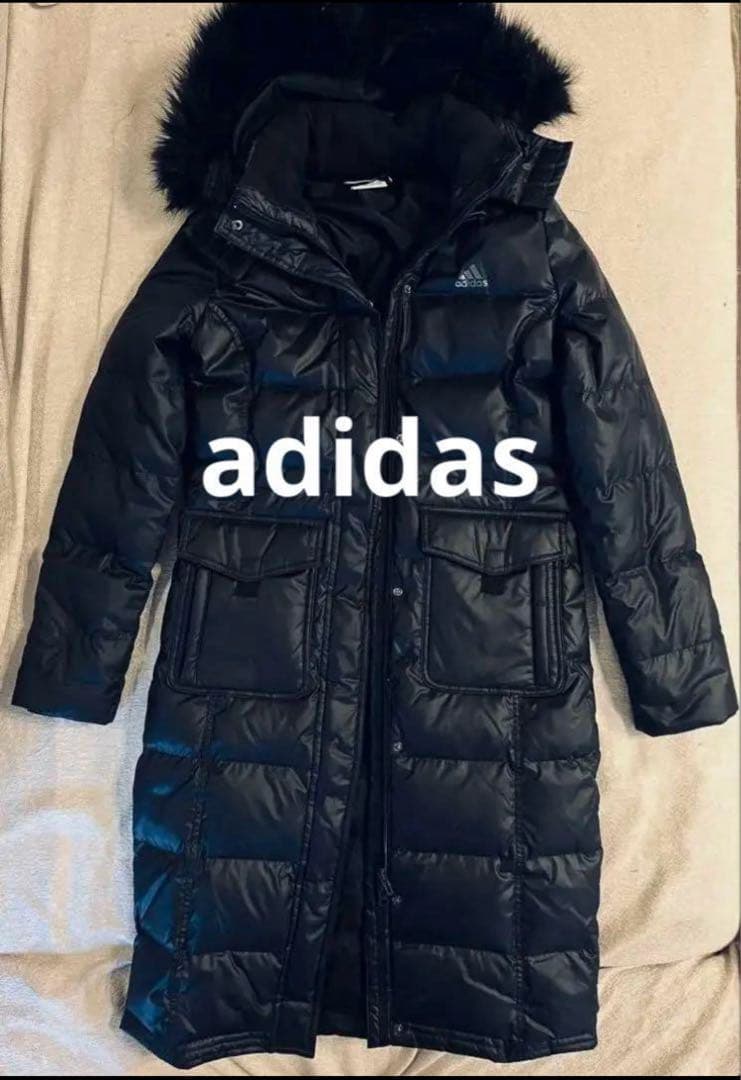 adidasファー付きロングダウンコートLベンチコート