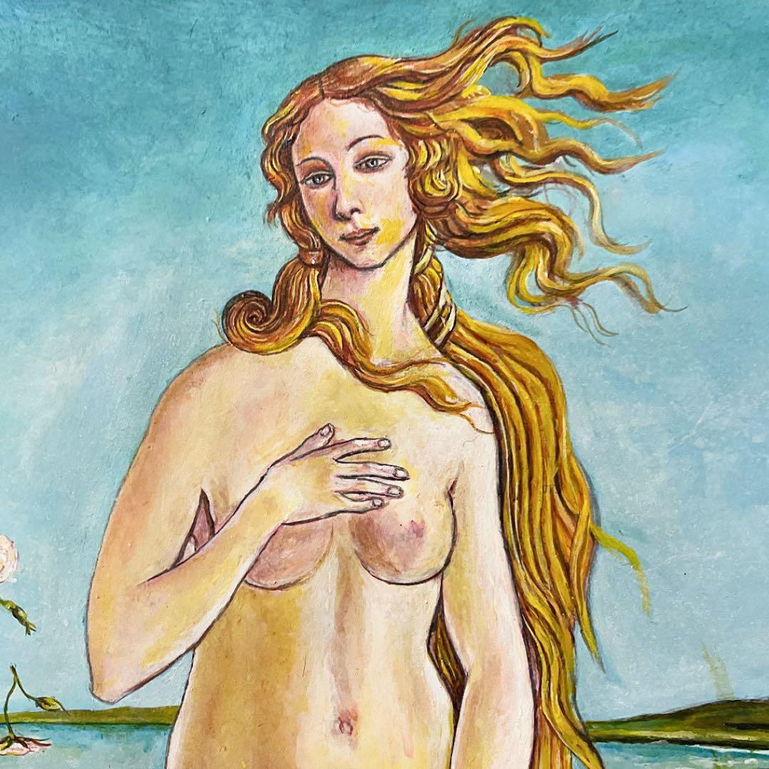 アクリル画　ヴィーナス誕生部分模写
