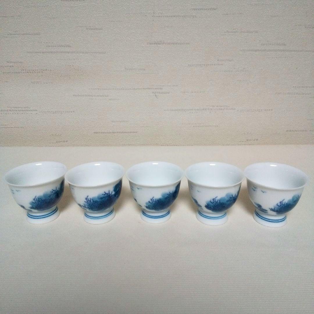 陶磁器  鍋島焼  茶器揃い  宝瓶・湯冷まし・玉露茶碗  染付 『畑萬』銘