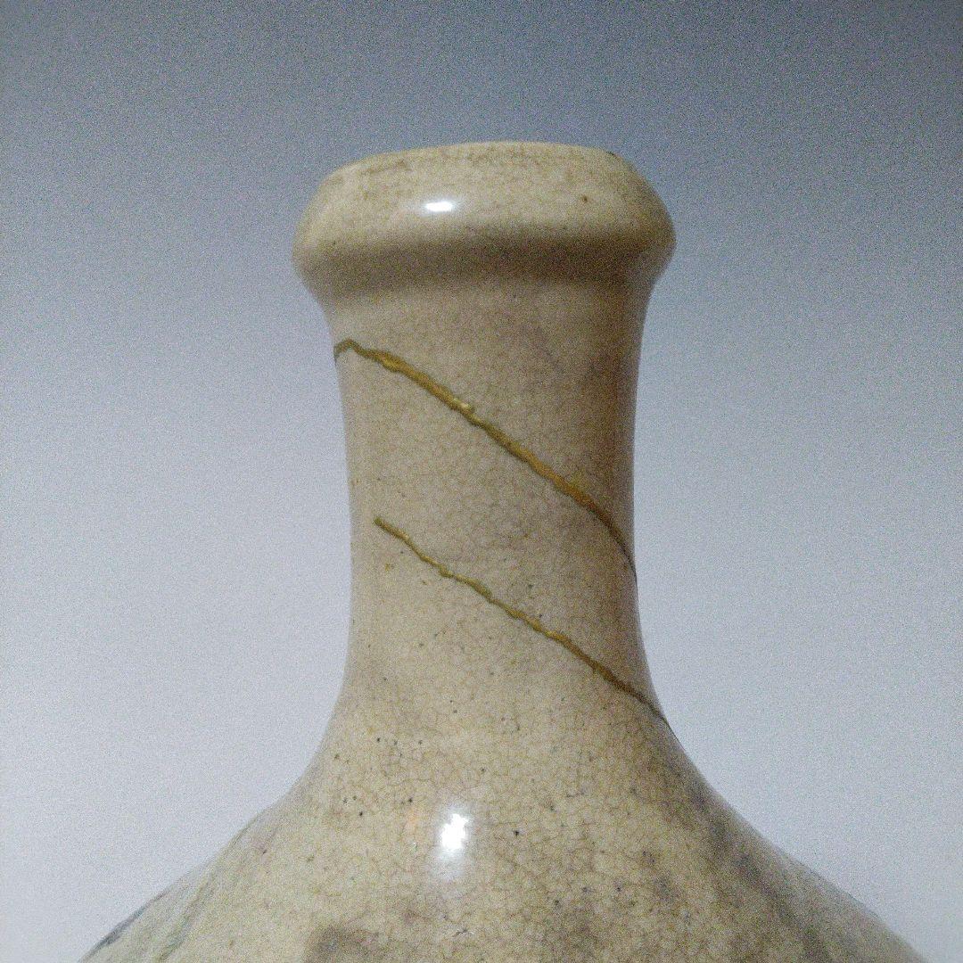 NO610 相馬焼　古相馬　徳利　馬絵　文字入り　補修アリ