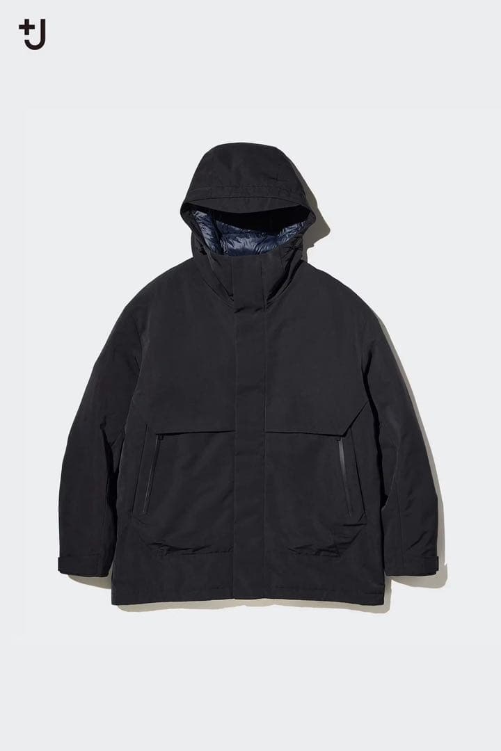 n*o様 UNIQLO ハイブリッドダウンオーバーサイズパーカ XL BLACK