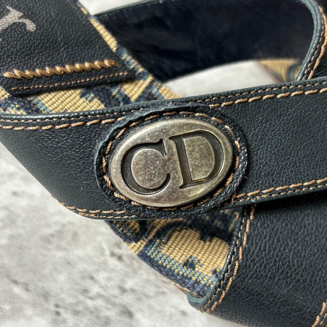 美品✨Dior ヒール サンダル トロッター ロゴプレート 保存袋付き 37