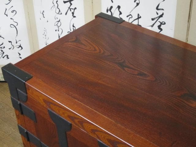 美品 最高峰 松本民芸家具 欅 無垢材 帖タンス（拭き漆仕上）定価約200万円
