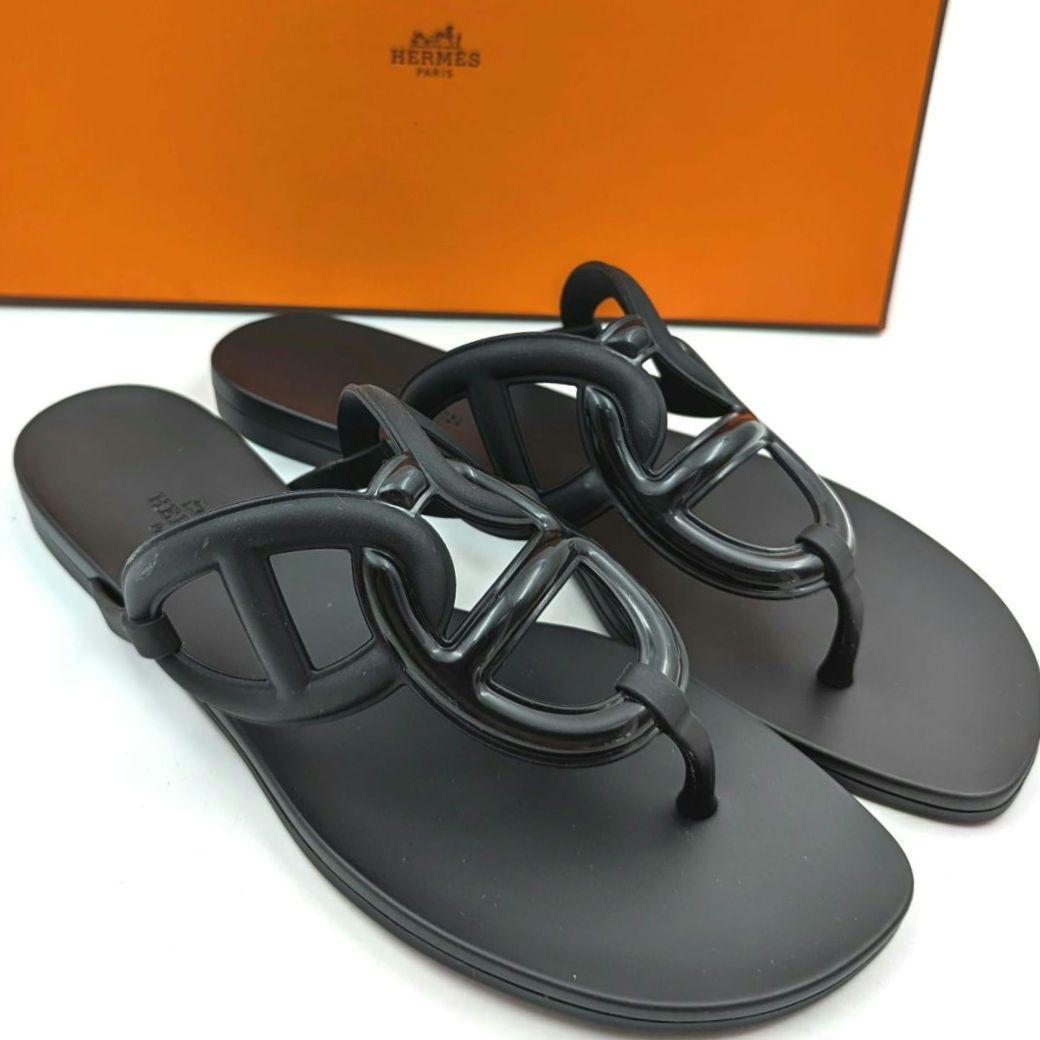 【美品】HERMES エルメス エジェリ ラバーサンダル ブラック 36