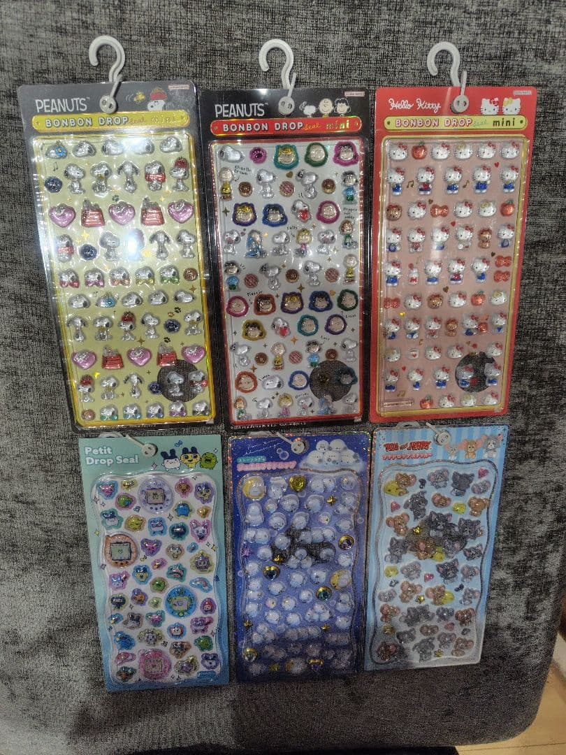 ボンボンドロップシール 6枚セット　たまごっち　スヌーピー　キティ　トムジェリ
