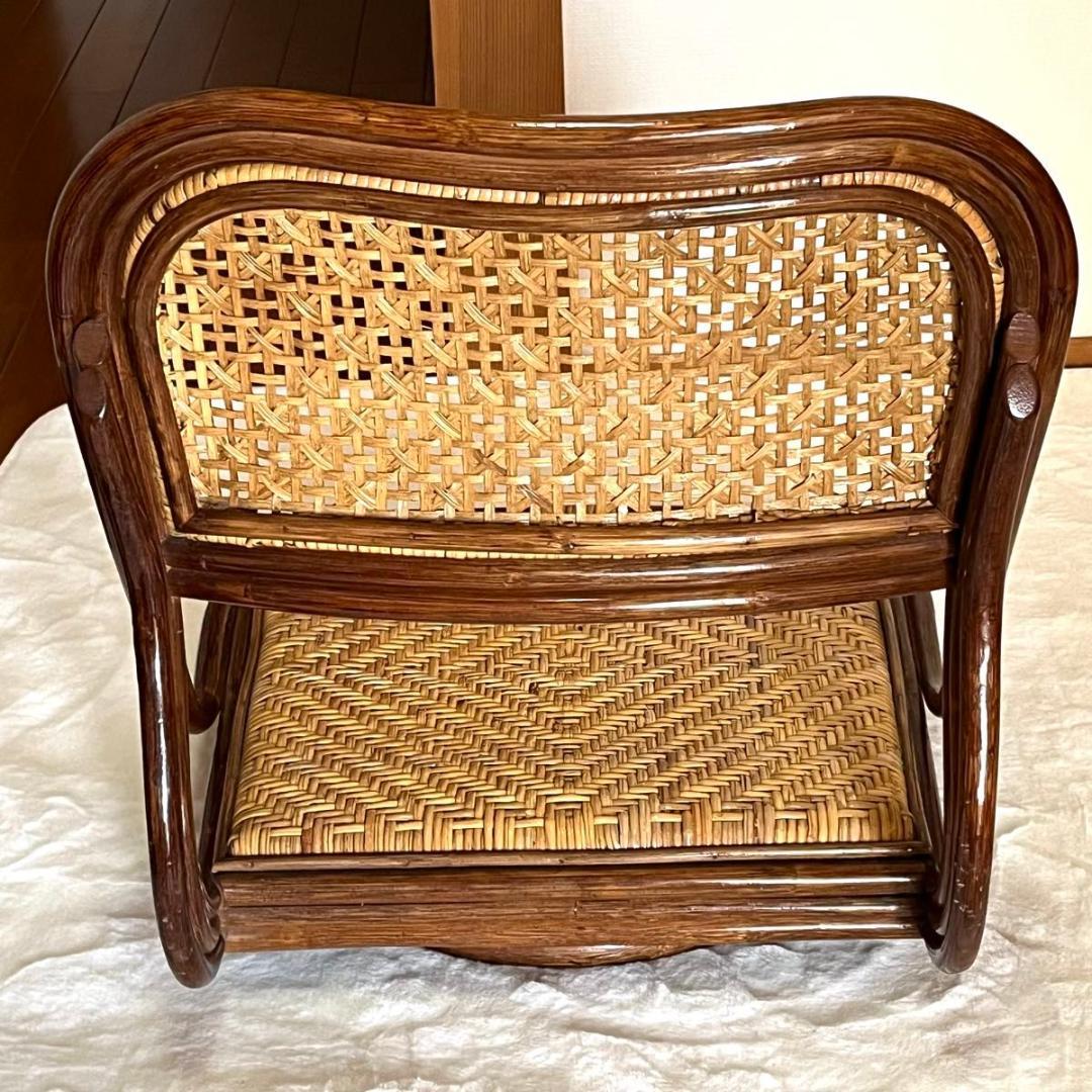 ラタン 回転座椅子 レトロ　ヴィンテージ　ラタンチェア　ロータイプ　2脚セット