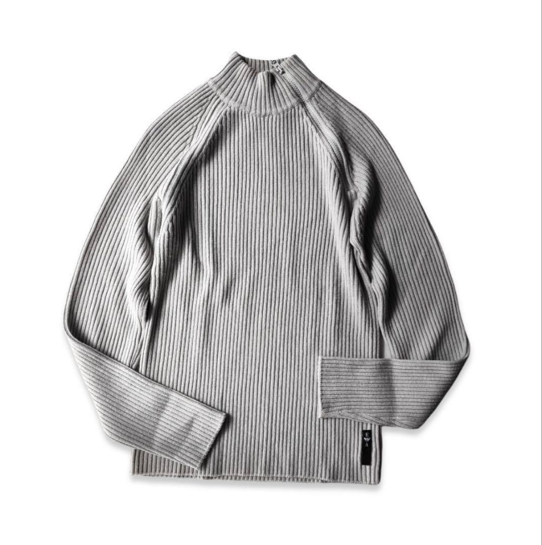 【正規品】EMPORIO ARMANI グレー ハイネックセーター 48 ジップ