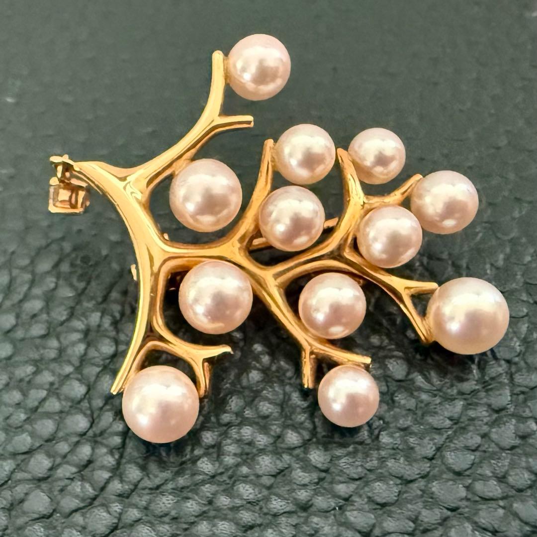 ミキモトK18アコヤパールダイヤ　幸福の木　ブローチ兼ペンダントトップ5.74g