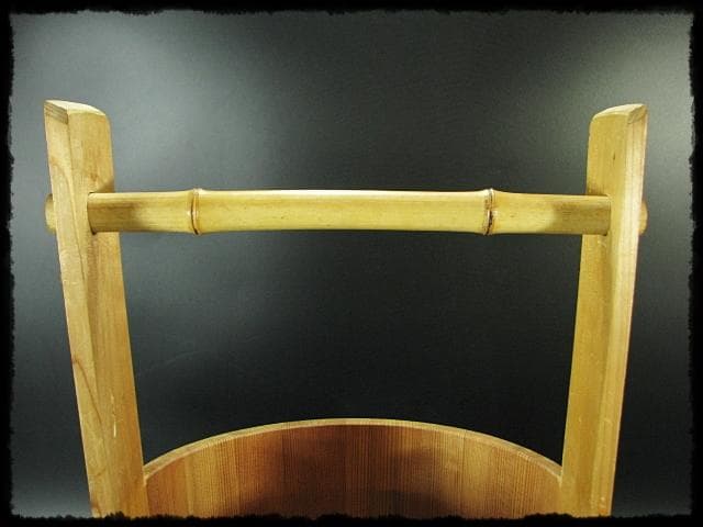 露地道具 水張桶 大型 手桶 水桶 通桶 つくばい 木地 茶道具 f319