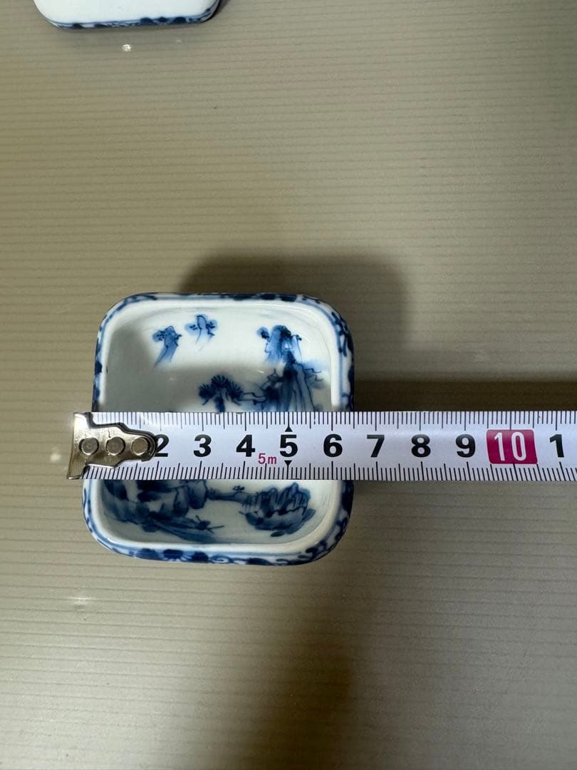 2223 九谷焼　角福　染付山水　小鉢　10客　時代物