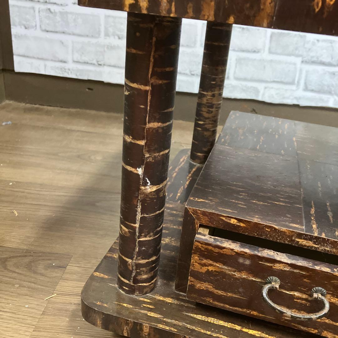 B-4 昭和レトロ 伝統工芸 樺細工風 ポットワゴン キャスター付 和家具