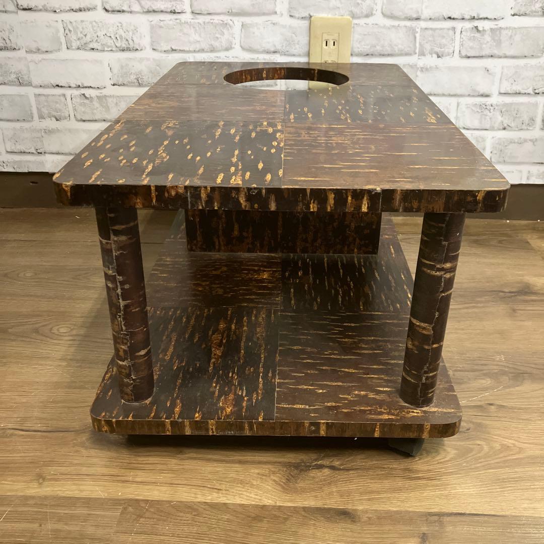 B-4 昭和レトロ 伝統工芸 樺細工風 ポットワゴン キャスター付 和家具