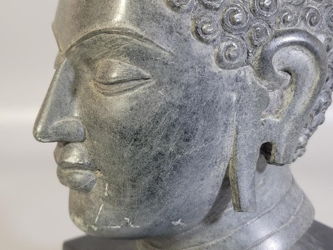 石仏 仏頭 置物 在銘 DT421