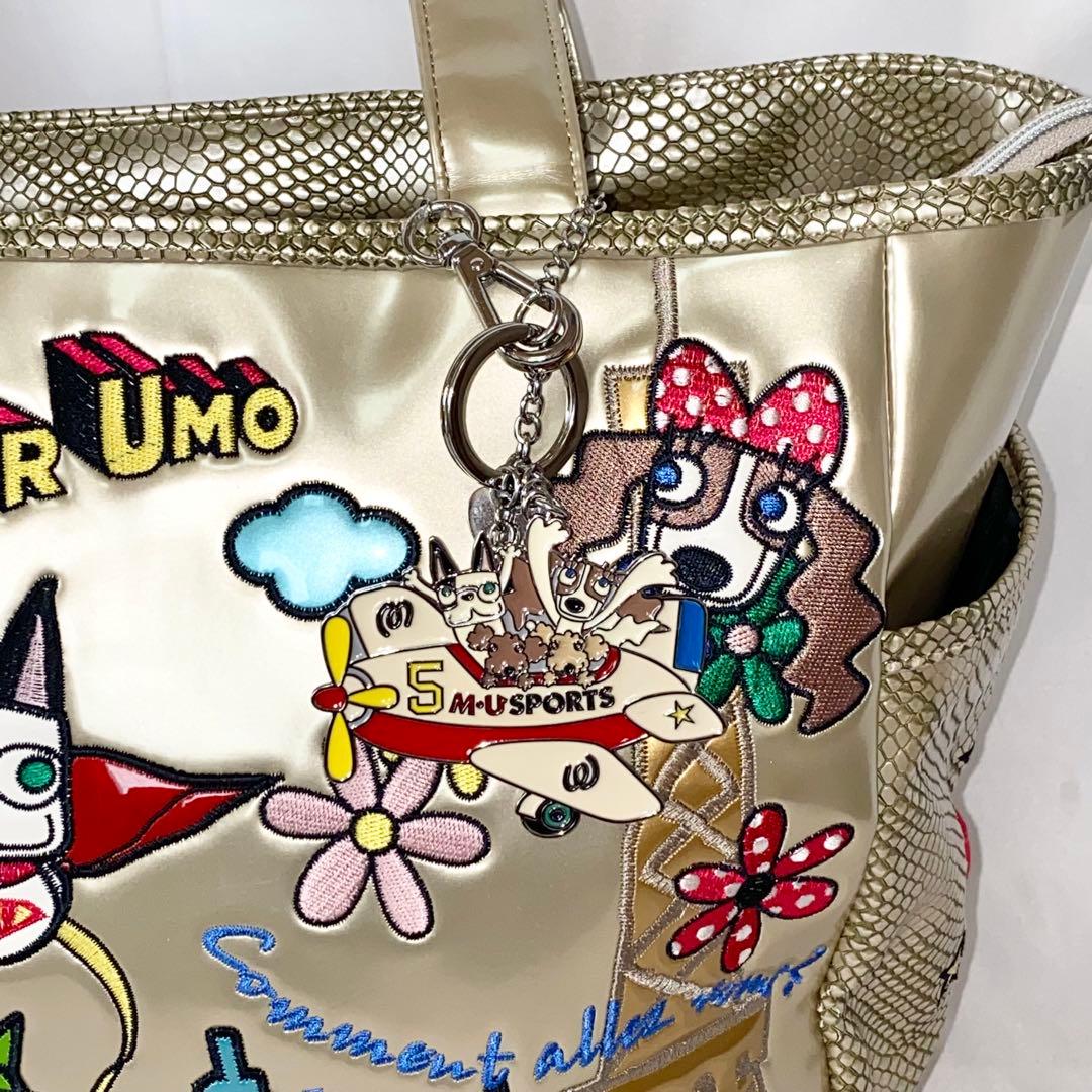 MUスポーツ ミエコウエサコ ゴルフ用 ボストンバッグ パテント ゴールド 刺繍