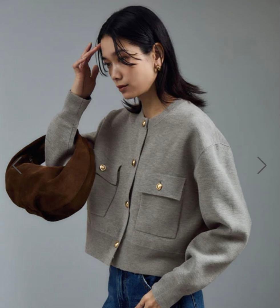 SALON adam et ropé スウェットライクメタルボタンカーディガン