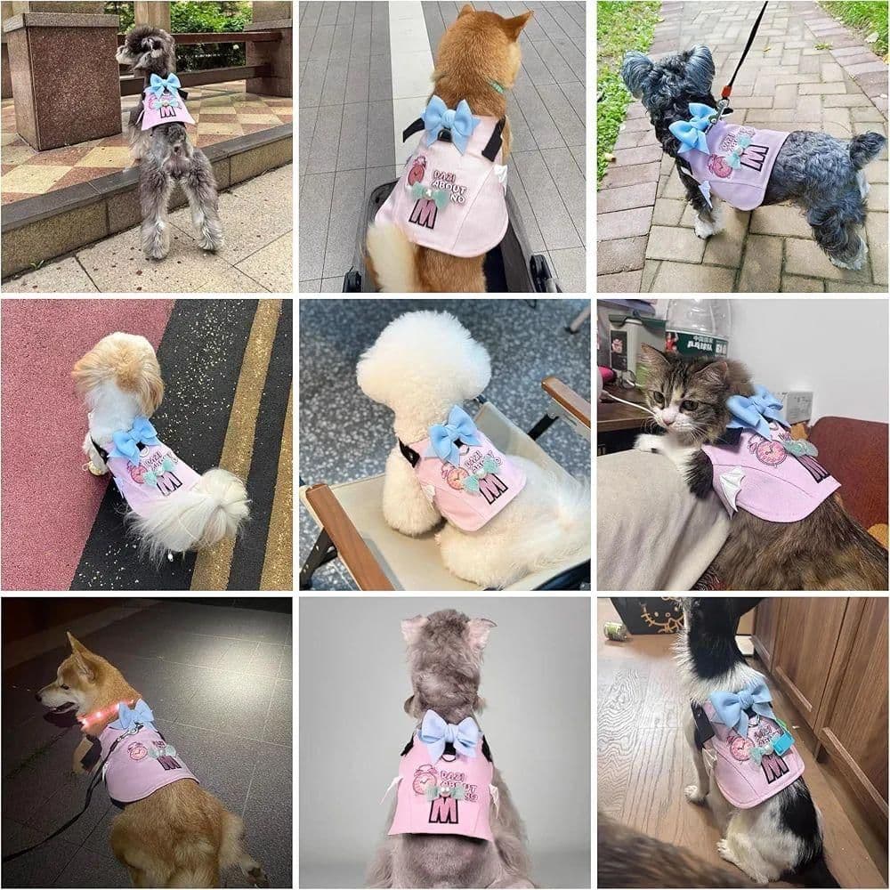 DAZI 犬用ハーネス調整可能なベルクロデニム犬用ハーネスLサイズ