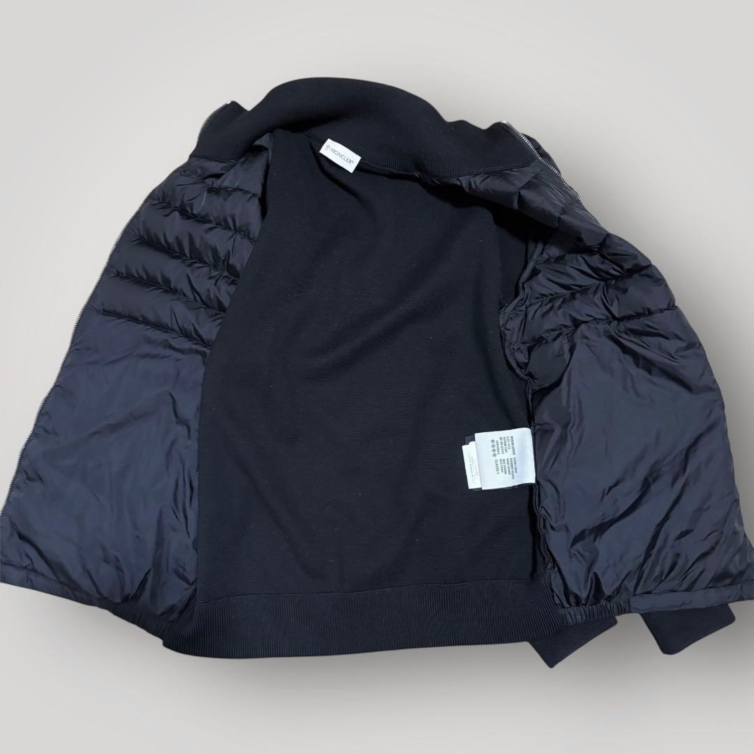 極美品　MONCLER レザーパッチ　ハイブリッド　ニットダウンジャケット　黒
