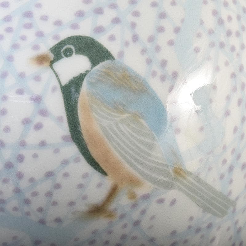 益子焼　室町勝廣作　彩象嵌　野鳥文　扁壷　共箱　M　R7930B