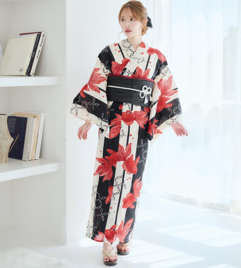 新品 浴衣 セット 浴衣セット ゆかた レディース 大人 金魚柄 Y5-17