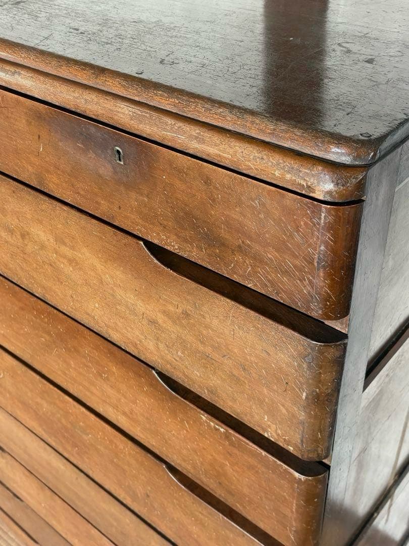 【送料込】昭和レトロ 天然木 7段タンス ハイチェスト 古道具 和モダン 箪笥