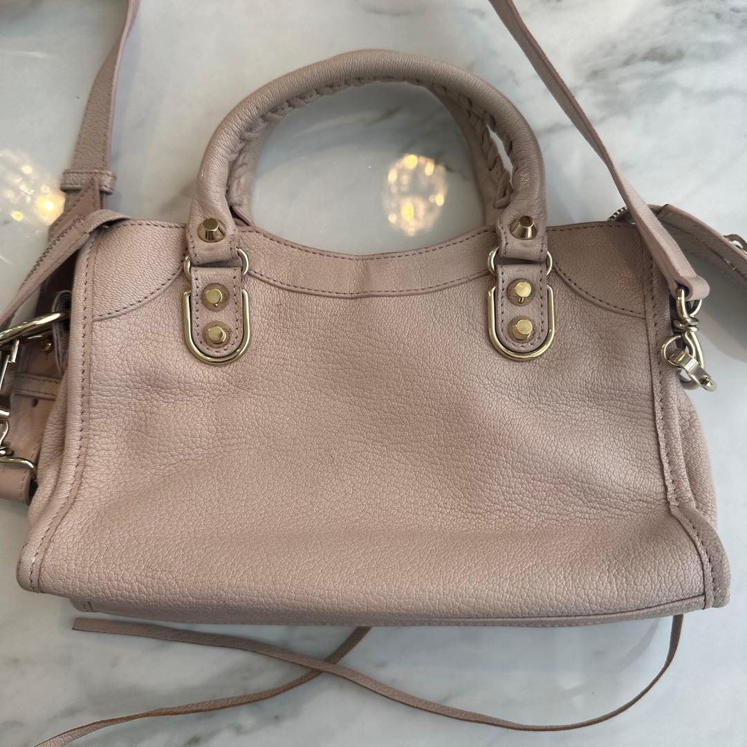 バレンシアガ　ハンドバッグ　レザーショルダーバッグ　ピンク　ベージュピンク