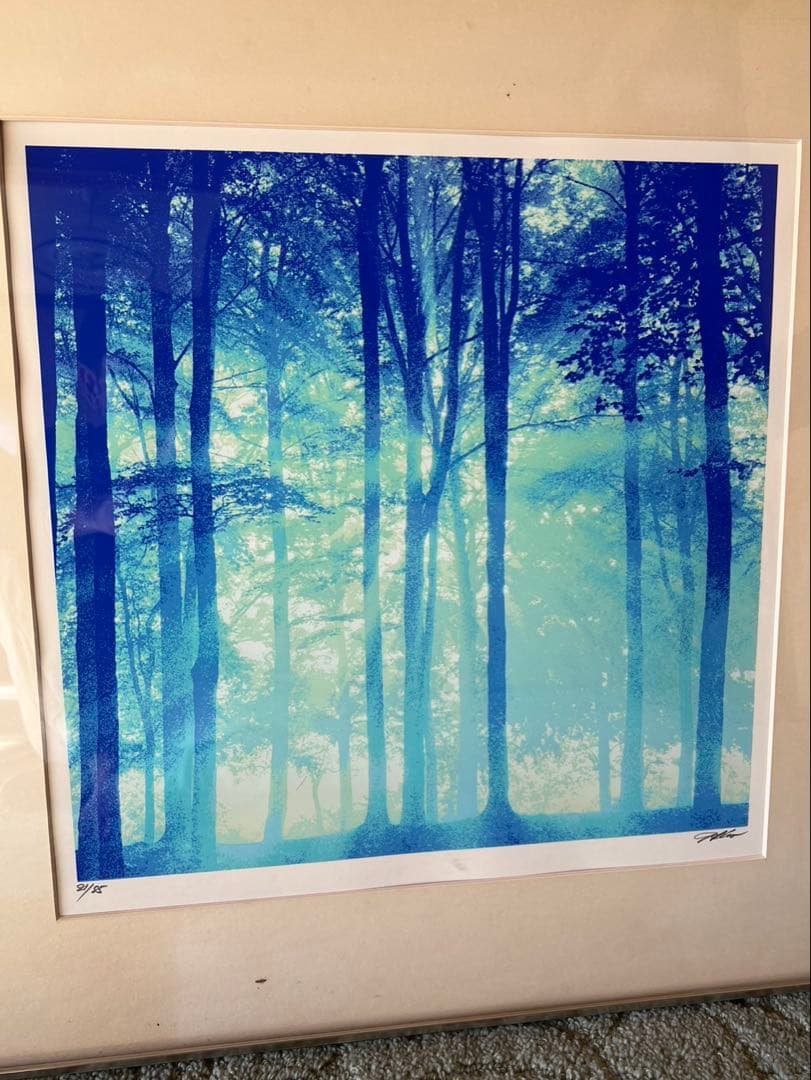 志村博作シルクスクリーン版画 真作保証81/85限定 ケンブリッジ木立ち風景