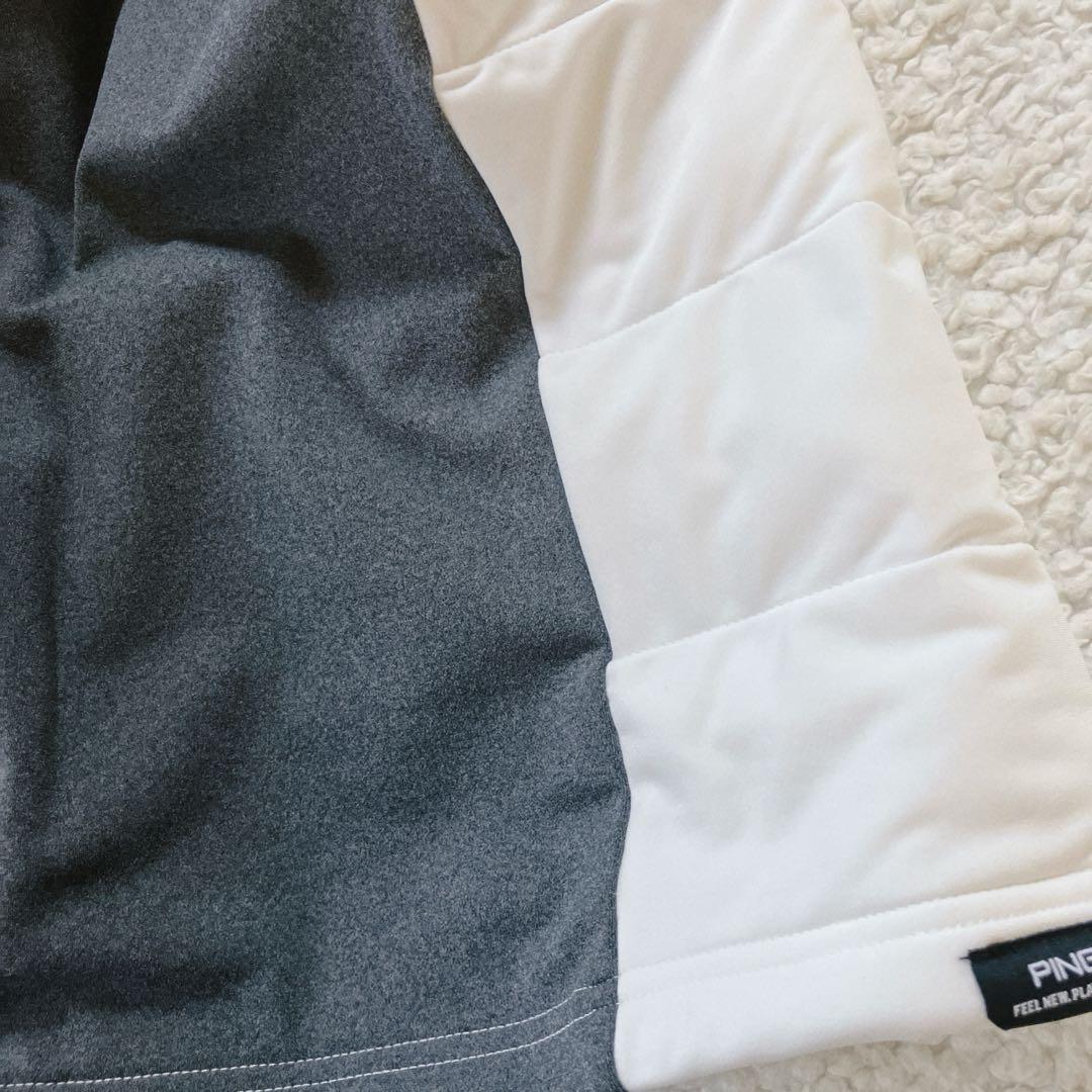 【新品】PING 2024年　キルティング ハーフジップシャツ　ホワイト　LL