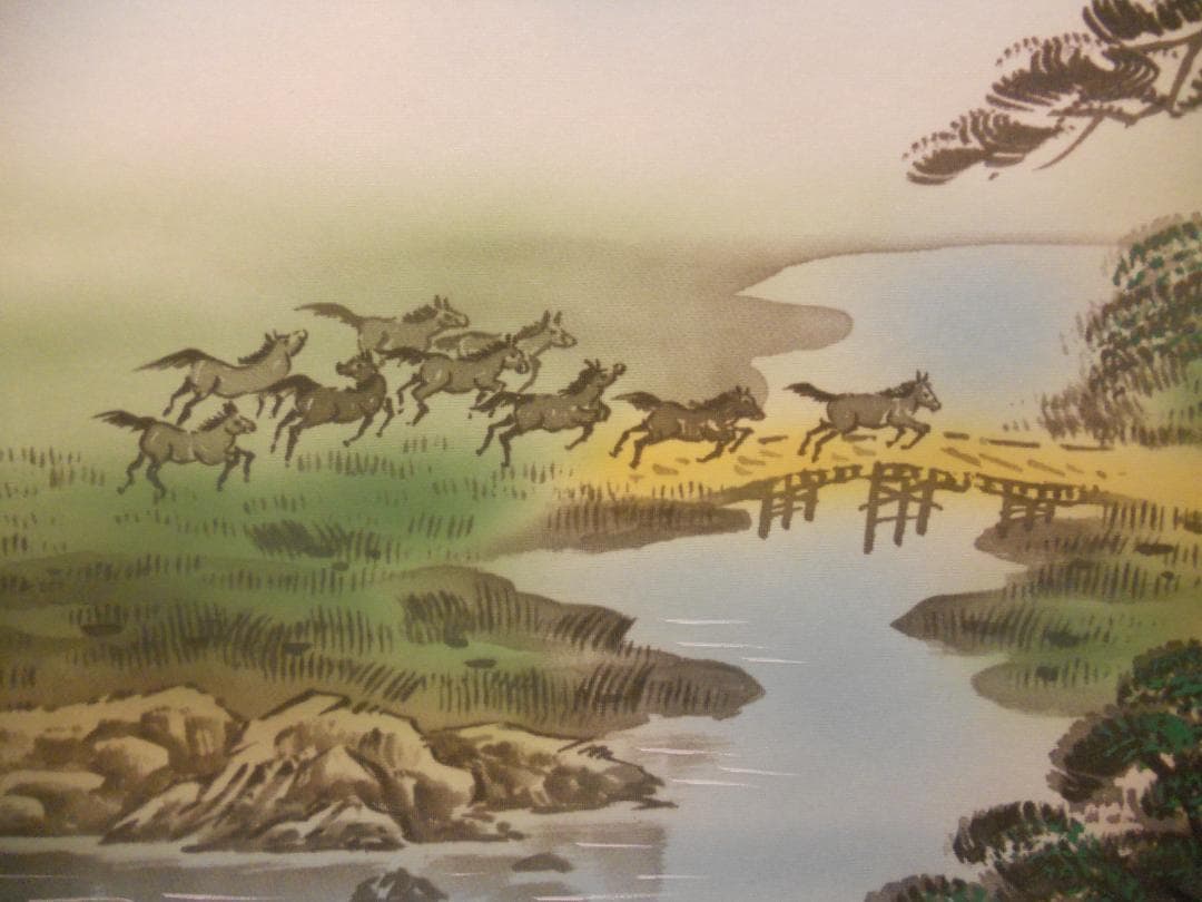 掛け軸 森契雪 『 虎山水 』 絹本 希少 軸装 茶道具 掛軸 美品 です。