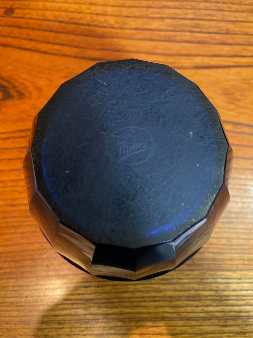 オールドモーゼル　花瓶　クリスタルガラス　金彩パチネ　コバルトブルー