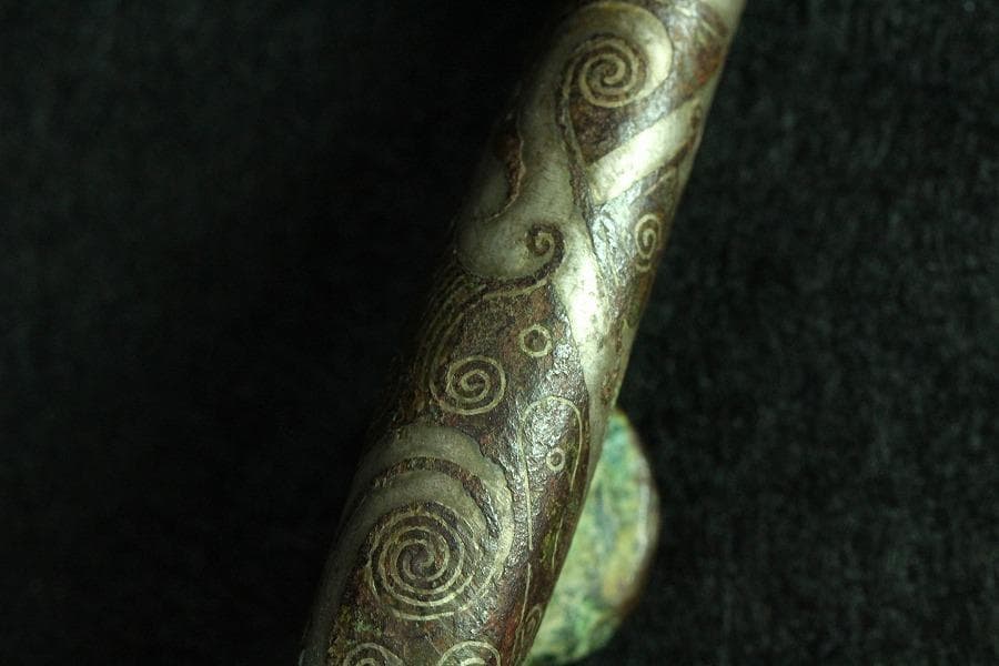 中国美術 青銅 銀象嵌 帯駒 古美術(K-BB491)