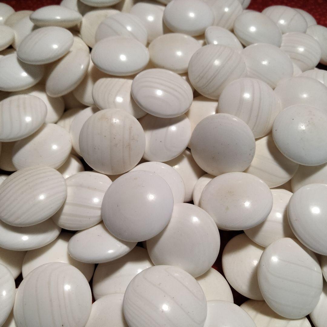 碁石セット蛤白石那智黒石34号中古良品　白181個黒182個特大碁笥割れホツ無し