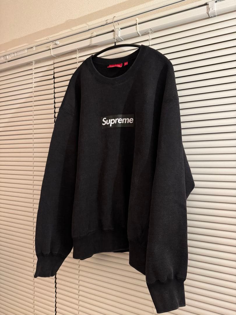 Supreme Washed Box Logo Crewneck 黒 L