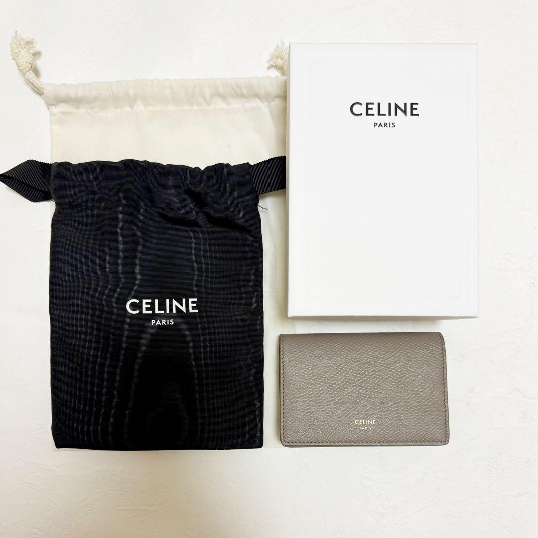 美品　CELINE グレー レザー 名刺入れ