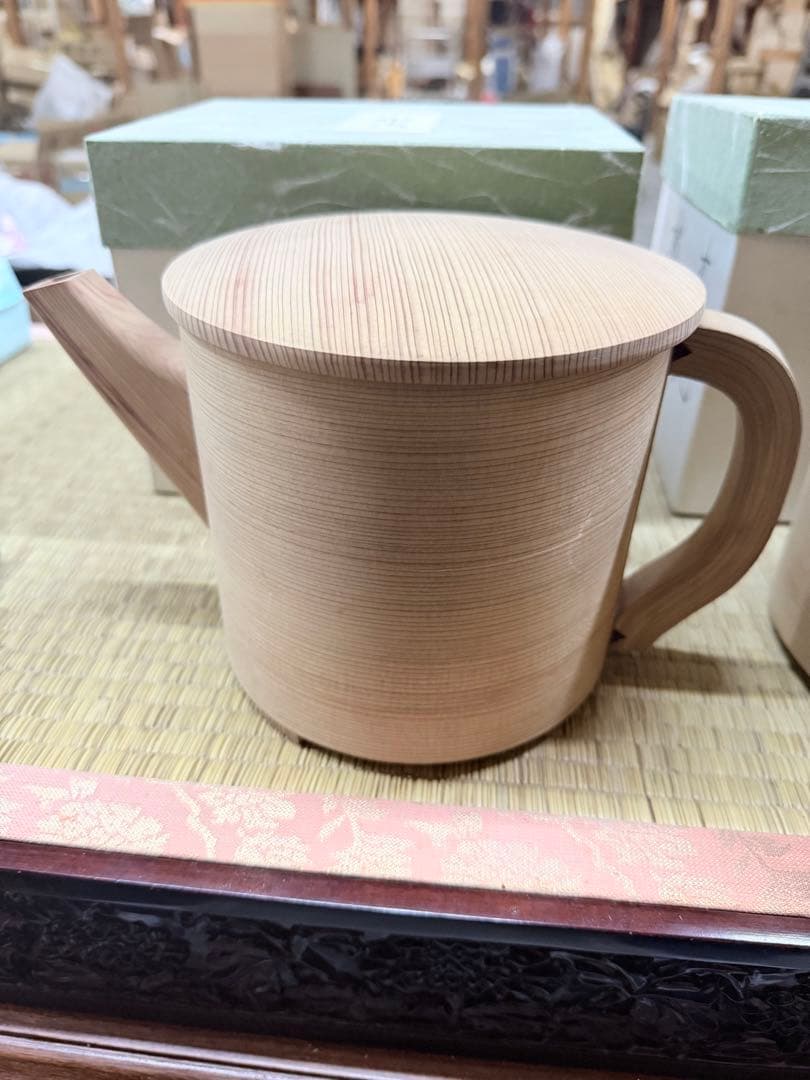 在銘　木地曲 片口水次 紙箱入り　片口水注 曲水次 木地曲げ　曲げ水指2点