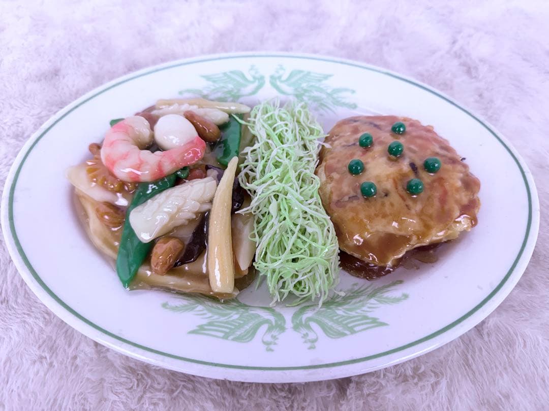 貴重品♪ 昭和レトロ 中華料理盛り合わせ カニ玉と八宝菜 食品サンプル