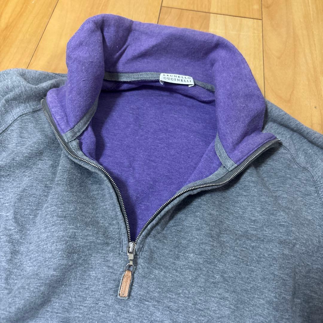 【ブルネロクチネリ】スウェット　グレー　クオータージップ　サイズ48 メンズ