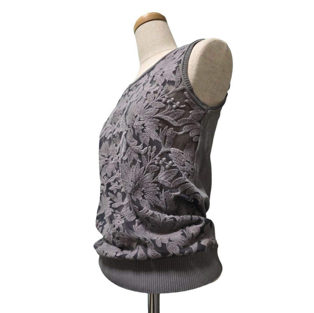 Sov. グレー 花柄 ニットアンサンブル