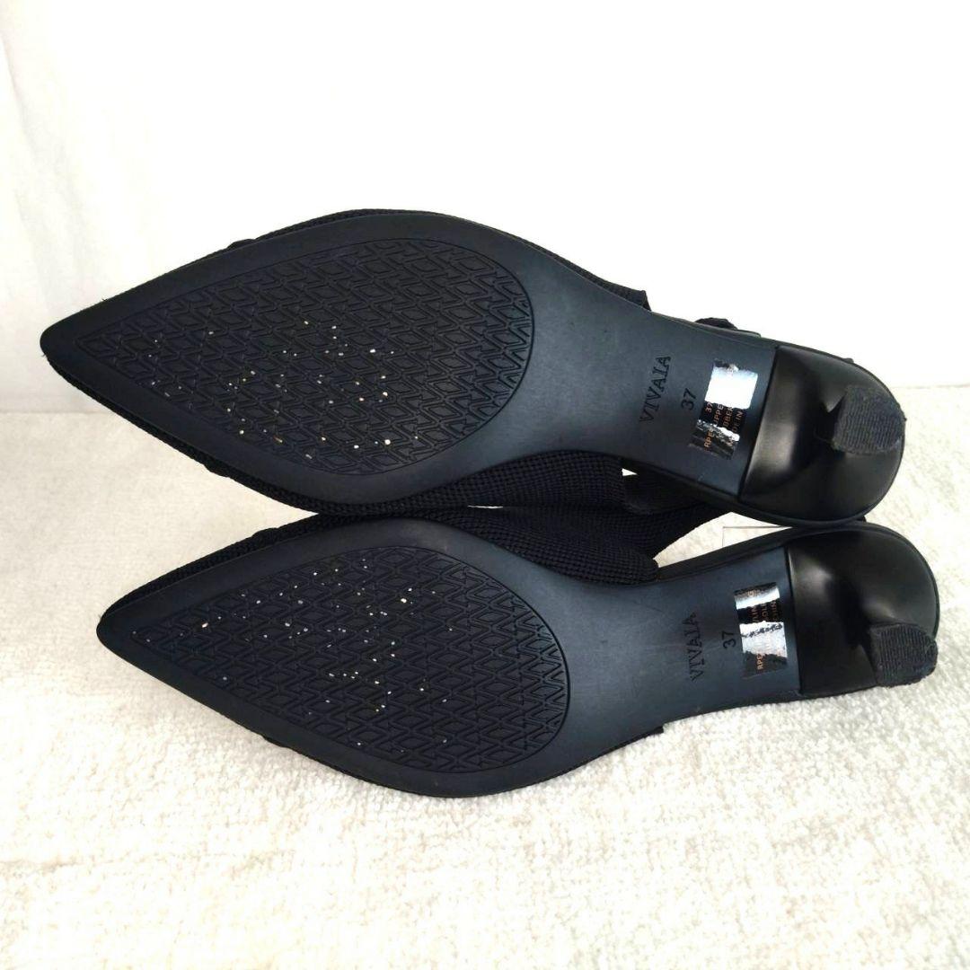 人気・ほぼ新品！VIVAIA 黒 スリングバック ポインテッドトゥ サンダル