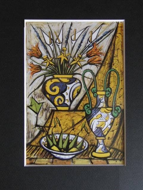 ビュフェ、マジョリカ、希少な額装用画集より、新品高級額装付、状態良好