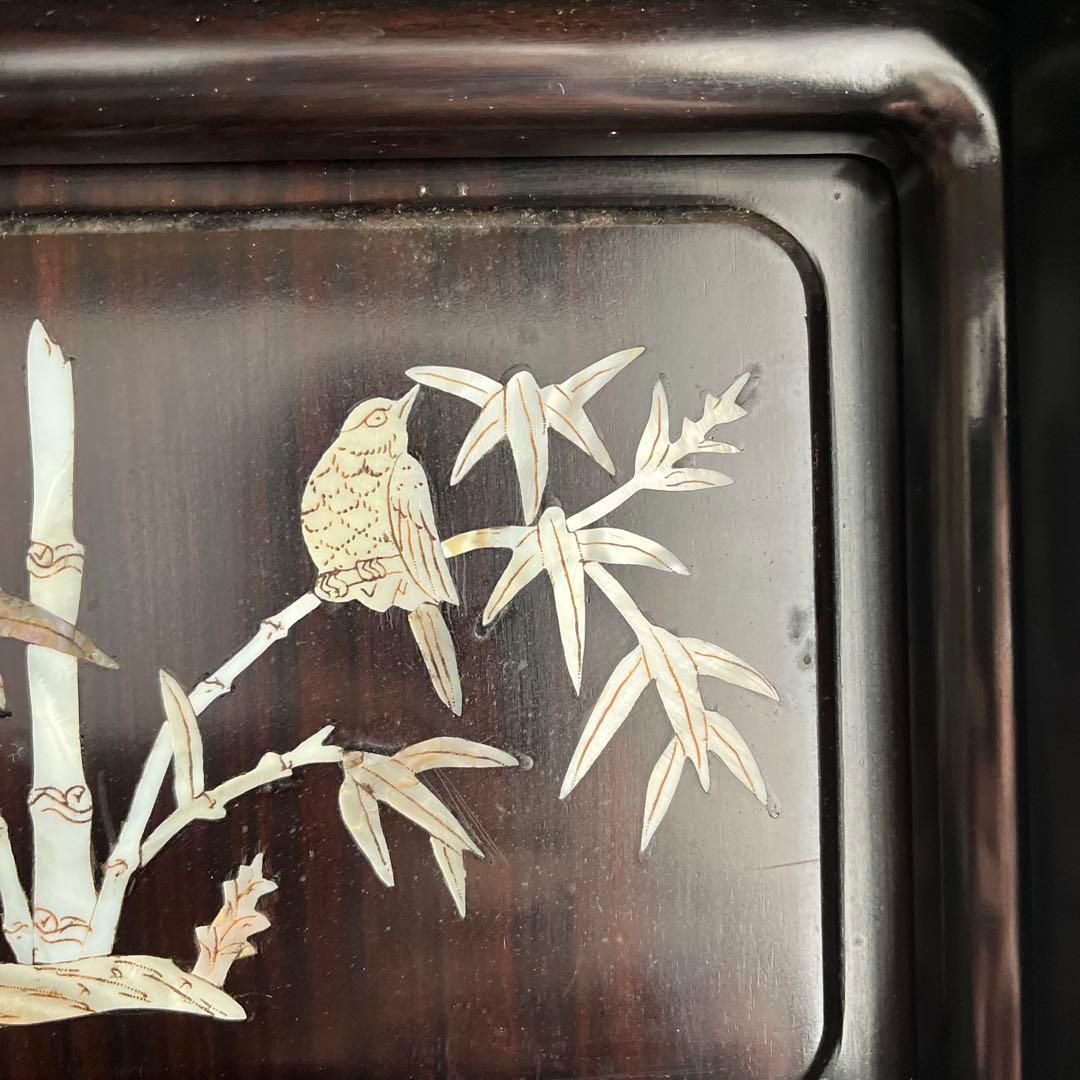 （大特価）中国花蓮で購入した黒色木製家具　茶たんす 3段棚