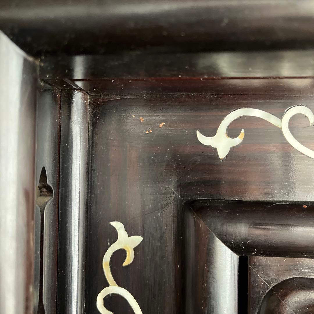 （大特価）中国花蓮で購入した黒色木製家具　茶たんす 3段棚