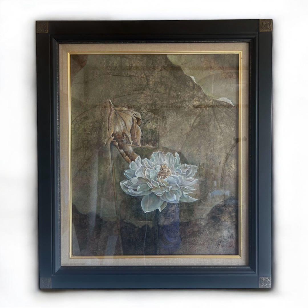 蓮の花 原画 絵画 額縁付き アート インテリア