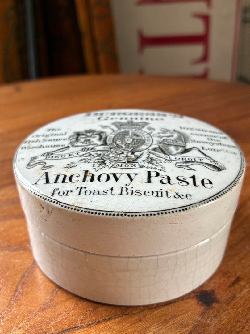 イギリス　アンティーク　アンチョビペースト　陶器　ジャー　ポット　美品
