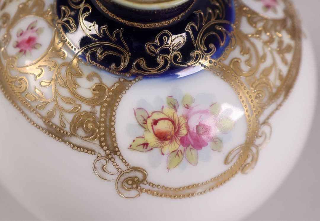 【CM299】オールドノリタケ 花 薔薇 香水瓶 金彩 盛上 パフューム 明治