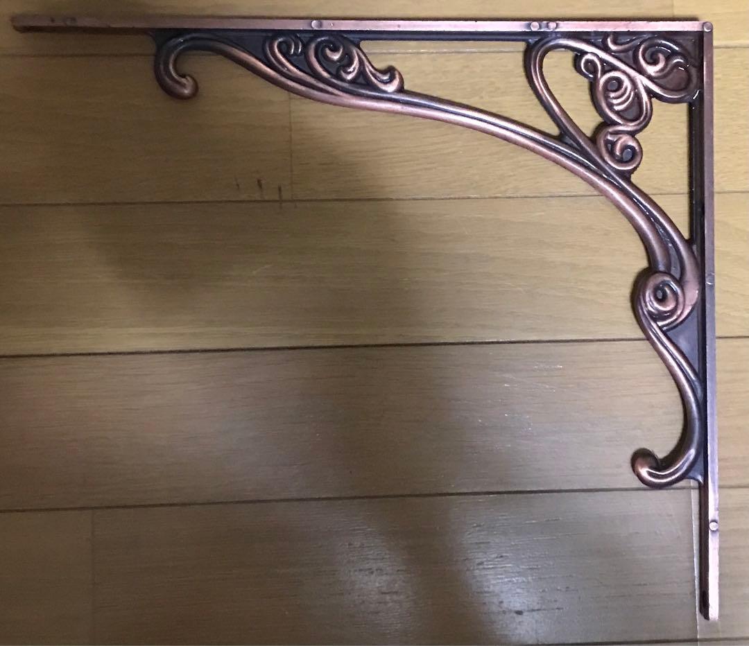 一点物　レトロ　真鍮　棚受　300ｍｍ✗350ｍｍ　ブロンズ　木ネジ付　2個