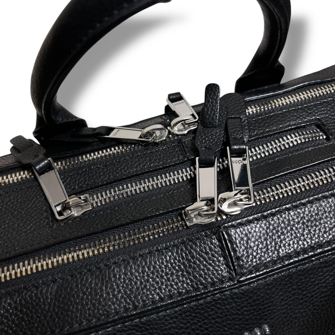 HUGO BOSS グレインレザー 2WAY ブリーフバッグ 2層