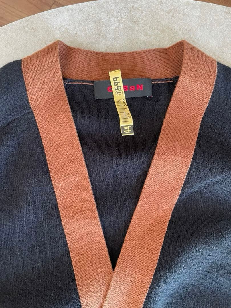CABaN コットンカシミヤ バイカラーVネックカーディガン