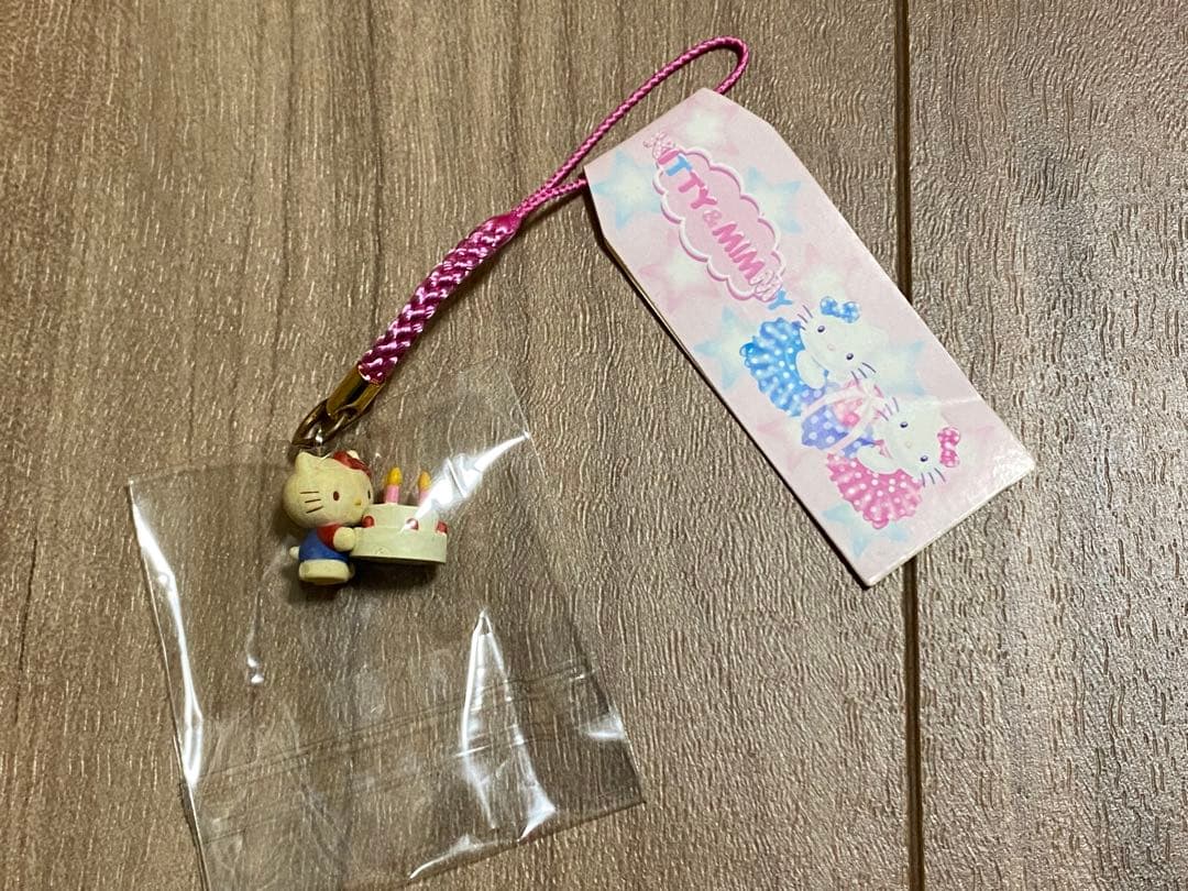 ハローキティ ストラップ 根付 ねつけ ケーキ KITTY&MIMMY 28th